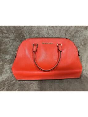 Michael Kors Red Purse Top Handle Bag with Zipper & Gold Hardware With Strap